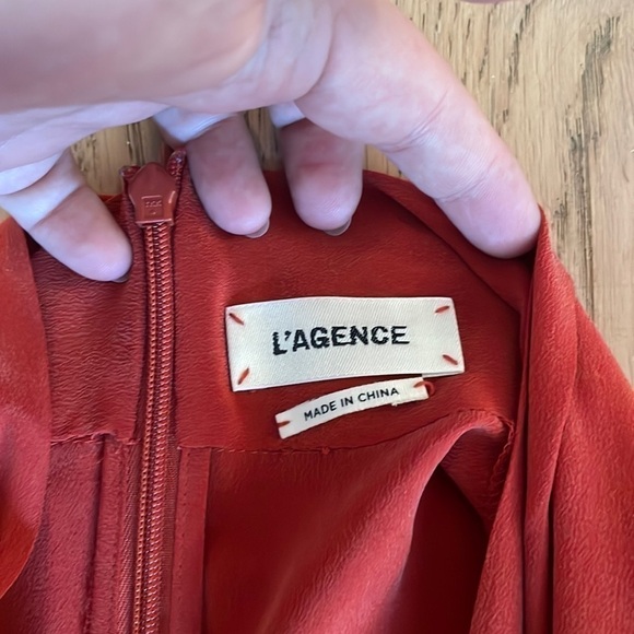 L’Agence Red deep v neck waist tie Zip Ankle - Picture 3 of 7